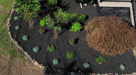 Mulch Installation On Corner Property